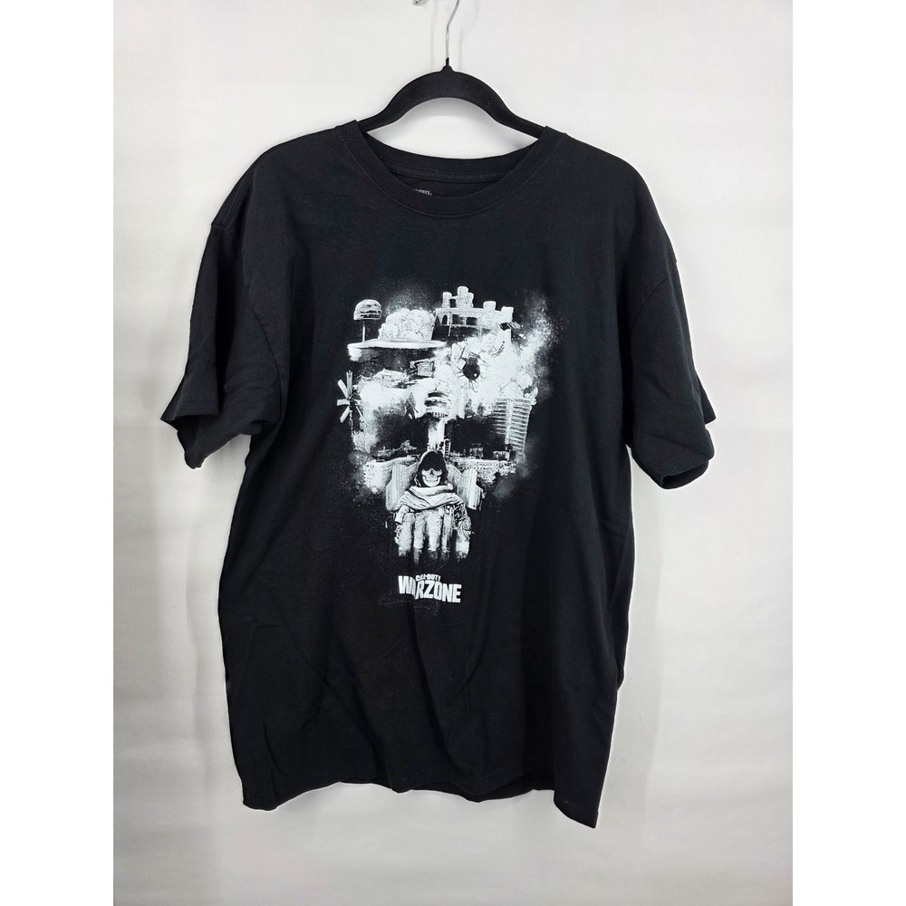 Call of Duty Warzone Mens Large Black Graphic T-Shirt Activision Skull Print
